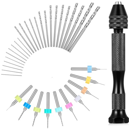 36 Pcs Hand Drill Bits Set, Micro Drill Bit Set, Pin Vise, Twist Drills