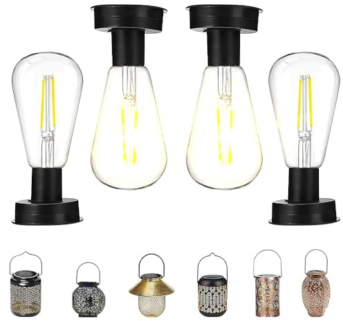 Hojalis Solar Glühbirne, 4 Stück 8.5cm Solar Glühbirnen für Draußen, Solarleuchten Ersatz Top für draußen LED Gartenleuchten, Solar Glühbirne Ersatz Solarmodul, für Solarlampen Gartenleuchten Deko