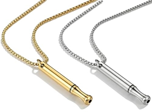 BLPRKOT 2 Pièces Collier de Respiration,Zenless Cigarette Collier,Colliers de Méditation Apaisant, Chaîne avec Sifflet,Colliers pour Méditation,Ralentissement de la Respiration pour Hommes Femmes