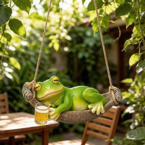 Grenouille à Bascule en Résine, Décoration Ludique Jardin, 11×6×5,2cm | Décoration de Bassin, Résistante aux Intempéries, Figurine de Jardin, Décoration de Bassin Extérieur Pour Étang & Jardin