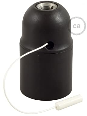 creative cables - Kit Douille E27 en thermoplastique avec Interrupteur à Tirette - Noir