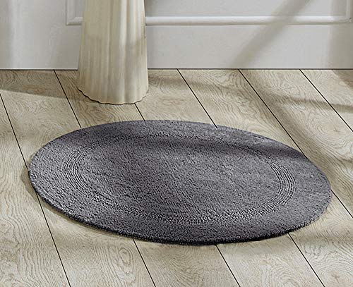 Better Trends Badematte, 100% Baumwolle, Lux-Kollektion, getuftet, ultraweich, Plüsch und saugfähig, grau, Größe 76,2 cm, runde Badematte
