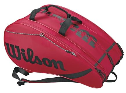 Wilson Padel-Tasche, Rak Pak, Unisex, rot/schwarz, Für bis zu 6 Schläger, Als Rucksack tragbar, WRZ618100