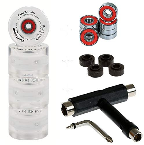 FunTomia 4X Miniboard/Skateboard Rollen 59x45mm inkl. T-Tool und ABEC-9 Kugellager Härtegrad 82A mit T-Tool Schraubenschlüssel erhältlich