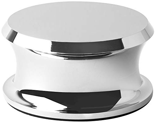 Hudson Hi-Fi Bigben Plattengewicht Mit Lederpolster - Schallplattengewicht Mit 13 Unzen Gewicht - Langlebiger & Stylischer Lp-Stabilisator - Passt Auf Jeden Plattenspieler - Chrom