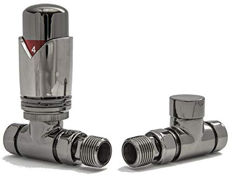 Hot Flow Black Nickel Marella 3 Modern Thermostatic Radiator Valve Straight TRV. Includes Straight TRV Body, Wheel Head & Lock Shield for Quick & Easy Temperature Control.