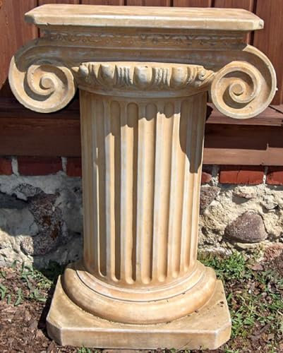 Casa Padrino Barock Säule Beige 54 x 54 x H. 77 cm - Gartensäule im Barockstil - Garten Deko Accessoires