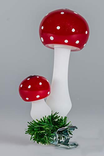 Christbaumschmuck Fliegenpilz Glückspilz Doppelpilz runder Hut mundgeblasen Lauscha …