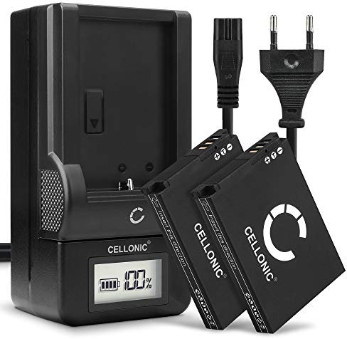 CELLONIC, Batterie pour Caméra, Compatible avec Samsung SLB-10A, PL50, ES55, L100, WB700, WB500 (3.7V, 1050mAh) 2 Pièces + Chargeur