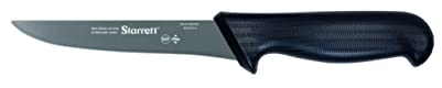 Starrett Professional Stainless Steel Kitchen Boning Knives - Wide Straight Profile - 6-inch (150mm) - Black Handle