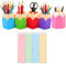 5 Pack Lovely Pencil Tip Design Pencil Pot Set Desk Organiser Stationery Storage Home Office Desk Tidy Organisers + 400 PCS Colorful Mini Sticky Notes Category Label