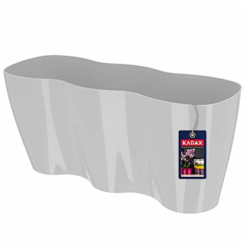 KADAX Blumentopf für Innen, Orchideen, Blumen, Pflanzen, Fensterbank, Übertopf, Orchideentopf, Pflanztopf aus Kunststoff, moderner Pflanzkübel, Blumenkübel, Blumenübertopf (35 x 12 cm, Grau)