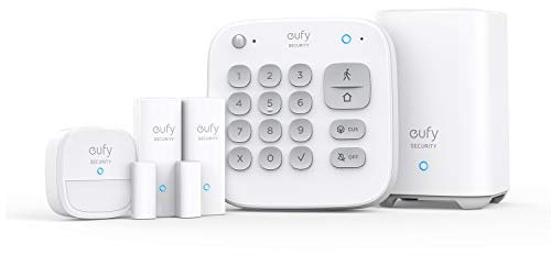 eufy Security 5-teiliges Smart Home Set, Sicherheitssystem mit Bewegungssensor, 2 Diebstahl-Sensoren, mit App, kompatibel mit eufyCam, Steuert andere HomeBase Überwachungsgeräte (Generalüberholt)