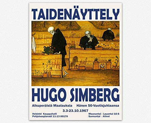 WallBUddy Hugo Simberg Exhibition Poster Finnish Poster 1967 (8.3 x 11.7 A(4))