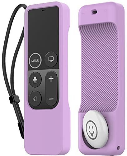 AHASTYLE Fernbedienung Hülle für Apple TV 4K 4. Generation Siri Remote mit Externer AirTag Halter【AirTag Nicht Enthalten】, Silikone Remote Case für Apple TV 4K 4. Generation Fernbedienung (Lavendel)