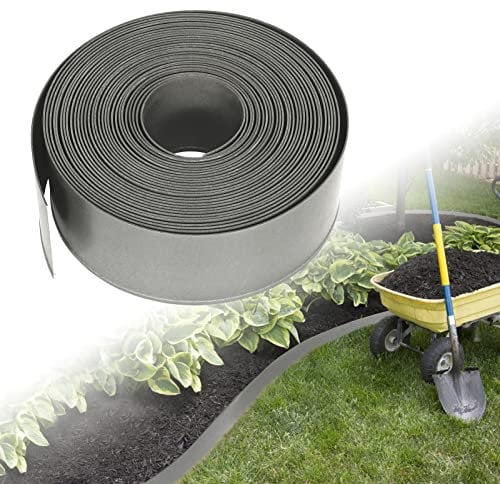 UISEBRT - Bordure de pelouse en plastique - 100 m - Rouleau de bordure de pelouse - Bordure de jardin - Bordure décorative pour le jardin - 100 m x 12 cm - Gris clair