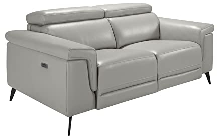 Angel Cerdá - 2-Sitzer-Sofa aus Rindsleder, Grau, elektrische Relaxmechanismen und Gelenkstützen, Holzstruktur - Stahlbeine - modernes Design, 170 x 103 x 99 cm
