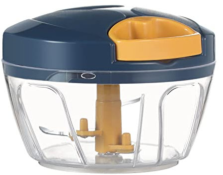 Ourokhome Manual Food Processor Vegetable Chopper, Portable Hand Pull String Garlic Mincer Onion Cutter for Veggies, Ginger, Fruits, Nuts, Herbs, etc., 500ml, Deep Blue