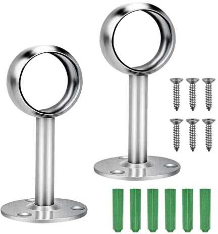 Lahviuu Kleiderschrank Stangenhalter,2 pcs Kleiderstange Schrank Garderobenstange Halter Edelstahl Rundrohr-Halterung Schrankstange Kleiderstangen,für Wäscheständer, Küche, Schrank (25mm)