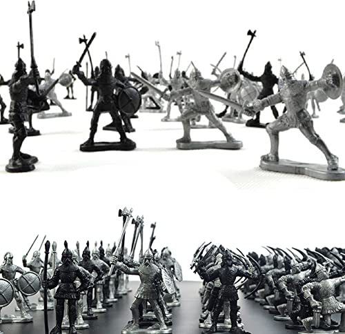 BYNYXI 60 Stück Mittelalter Spielzeugsoldat Figuren, 5-7cm Armee Soldaten Militärfiguren Archaische Warriors Horses Soldiers Plastik Mittelalterliche Ritter Spielzeug für Kinder Jungen Geschenk