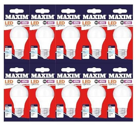 Maxim LED A60 GLS Edison Screw (Daylight White) - 6watt (40watt) - 470 Lumen (Pack 10) - 40MLGE22D5X10