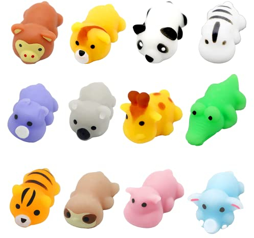 POPOYU Mini Mochi Squishy 12 Stück Squishy Kawaii Set,Squishy Mochi,Squishy Fidget Toy Mochi für Jungen und Mädchen,Anti Stress Squishies Spielzeug für Weihnachten Gastgeschenk Kindergeburtstag