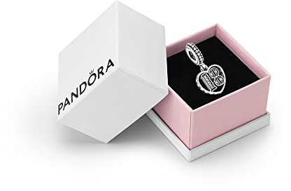 Pandora Moments Women's Sterling Silver 18 Years of Love Cubic Zirconia Dangle Charm for Bracelet, With Gift Box