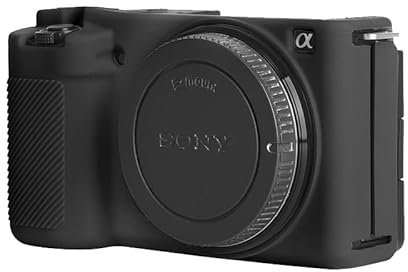 MUZIRI KINOKOO ZVE10 Hülle, Silikon-Schutzhülle – kompatibel mit Sony ZVE10/ZV-E10 Kamera – leichtes, weiches Gummi, einfache Tragetasche, Schwarz , Zve10 Kameratasche