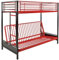 Vente-unique-Hochbett mit Schlafsofa - 90 x 190 cm - Metall - Rot & Schwarz - MODULO V