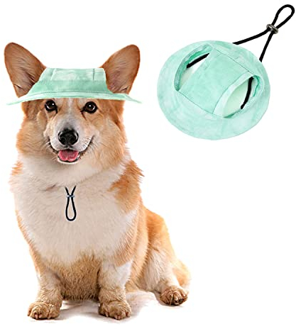 BT Bear Niedliche Hundehüte, Baumwolle, lässiges Visier, Eimerhüte, Haustierhüte, Sportmütze mit Ohrlöchern, Hunde, Sonnenhüte für Katzen, Welpen, kleine Hunde (grün, S)