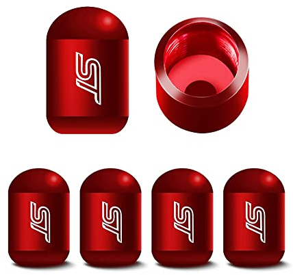 ST-Ventilkappen für Autoreifen, universelle Passform, für Auto, Kofferraum, Dekoration, Metall, Rot, 4 Stück