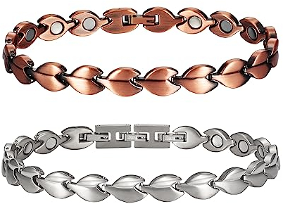 YINOX Magnetfeldtherapie-Arthritis-Fußkettchen-Set für Damen, 3500 Gauss-Magnete lindern effektiv Arthritis und verlieren Gewicht, Kombination aus Mode und Gesundheit (Titan + Kupfer) (D)