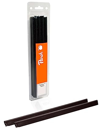 Peach Rieles de sujeción de plástico A4, 8 mm, negro, 100 unidades, PBS408-02