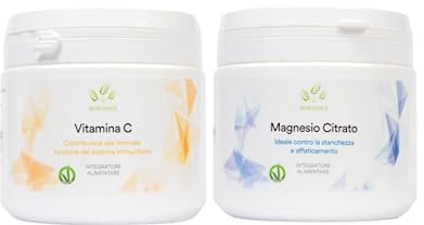 Benessence - Magnesio citrato + Vitamina C in polvere solubile - 2 confezioni da 500g