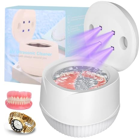 Limpiador Ultrasónico UV Para Dentaduras Postizas, Alineador, Retenedor, Blanqueamiento Bandejas, Cepillo De Dientes De Cabeza, Joyería De La Máquina De Limpieza Para Todos Los Aparatos Dentales