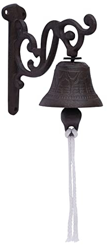 SuhoFutus Campana de barco rústica de hierro fundido, con Capitanes Bell para arte de pared rústico, imitación de bronce, montaje en pared vintage, rústico, negro (13,5 x 13,5 cm)