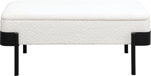 Kare Design Bank Angelo, Weiß, Sitzbank mit Stauraum, 110kg max Belastbarkeit, 1-2 Personen, Polsterbank für Schlafzimmer, Storage, Wohnzimmer, Beine aus Stahl, 45x101x46 cm (H/B/T)