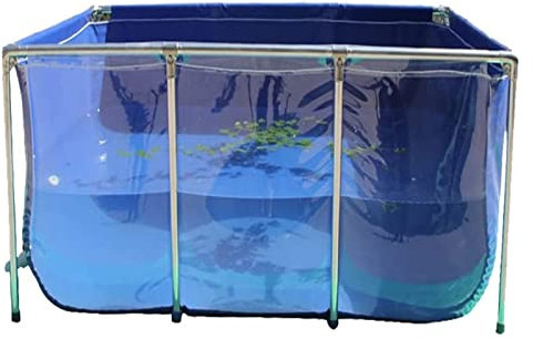 Aquarium-Poolteich, mit durchsichtiger Sichtscheibe und Ablassventil, PVC-Plane mit Stahlrahmen für Teiche | Fischtank | Koi | Goldfische | Schautank (Farbe: Blau, Größe: 50 x 40 x 30 cm)