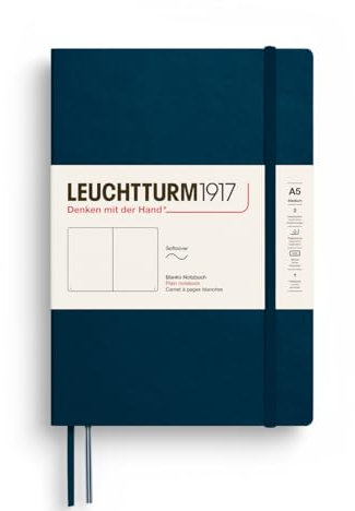 LEUCHTTURM1917 372204 Notizbuch Medium A5, Softcover Schreibbuch, 123 nummerierte Seiten, Deep Sea, blanko