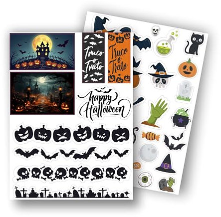Pegatinas Halloween decorativas para ordenadores, móviles, termos, tazas, escritorio, con diseños de brujas, gatos, calabazas, 40 unidades