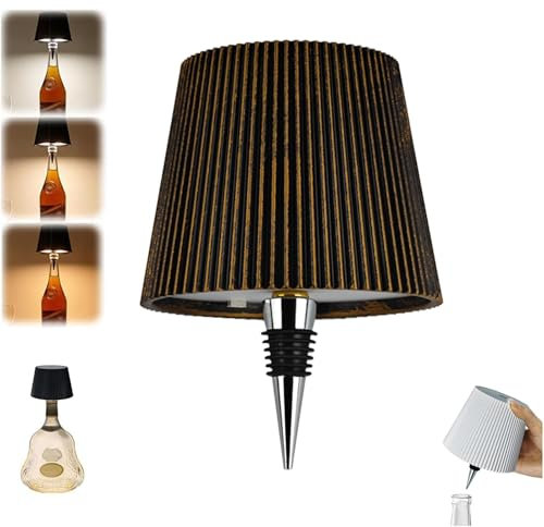 VHV Lampe Bouteille Sans Fil Rechargeable 2000mAh, Lampe de Table Tactile LED Moderne Pour Bar Restaurant, Accessoires et Décorations (Bronze)