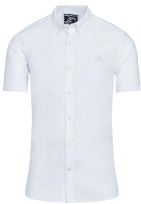 Raging Bull Mens Oxford Lightweight Short-Sleeved Shirt (4XL) (White)