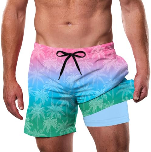 DancinovaMaillot de Bain pour Homme avec Motif Flamant Rose 3D, Respirant, déperlant, Short d'entraînement pour Homme, Doublure élastique, Taille XL