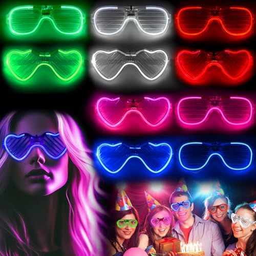 HAASIKI Lot de 10 verres néon à LED - 5 couleurs lumineuses pour anniversaire, Noël, concert, jouets lumineux phosphorescents pour adultes