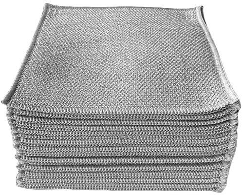 100 Stück Draht-Geschirrtuch-Lappen, Kratzstahl-Schrubber Tücher, 3-lagiges, weiches Geschirrtuch für nasse oder trockene Anwendung, freundlich zu Antihaft-Kochgeschirr, Küche, Spüle, Herdplatte –