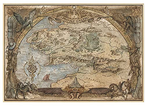 SZTVECFW 1000 Piece Jigsaw Puzzle Middle Earth Map Poster Adults Children Wooden Toy Educational Game