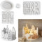 Moules En Silicone Pour Maisons，17 Moules En Silicone, Moule Silicone Platre, Moule Silicone Bougie, Moules De Maison Pour Plâtre, Bougies, Argile, Moules Pour Chandeliers De Pâques