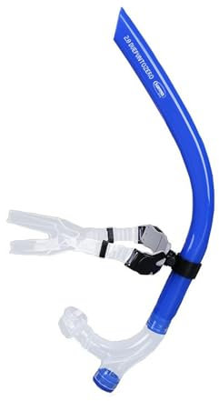 SwimmerShop Boccaglio Frontale Nuoto Professionale | Tubo Respiratore Frontale per Allenamento Tecnico e Resistenza in Piscina | Snorkel Stabile e Ergonomico per Nuotatori Agonisti e Amatoriali (Blu)