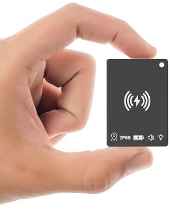 Wallet Tracker Card Rechargeable Tracking Card, Works with Apple Find My APP (iOS Only), IP68 Waterproof, for Luggage/Purses/Passports/Keys, Black, 1 Pack