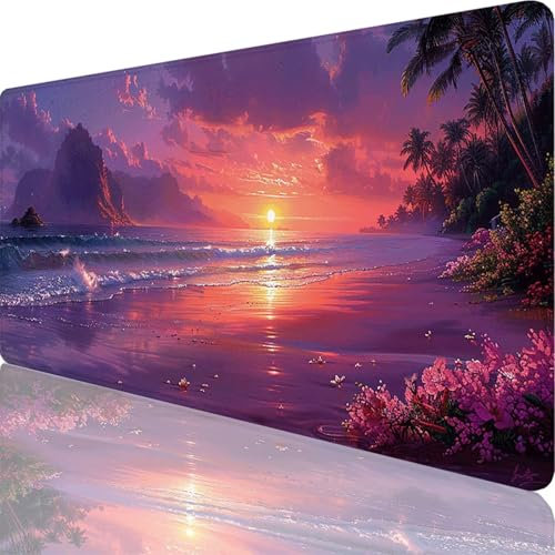 Mauspad Rosa Mauspad XXL 1600x800x3 mm XXL Mousepad Landschaft Mousepad Gaming Zubehör mit Vernähten Kanten Design, Waschbares Mouse Pad Wasserdicht und Langlebig für Maus Tastatur, Office Deko 9-Xt